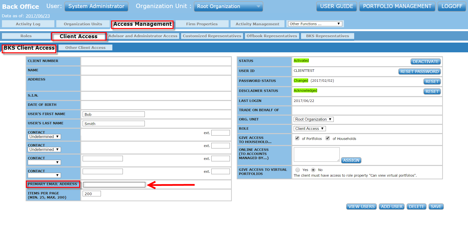 Client Access Manager Access Management